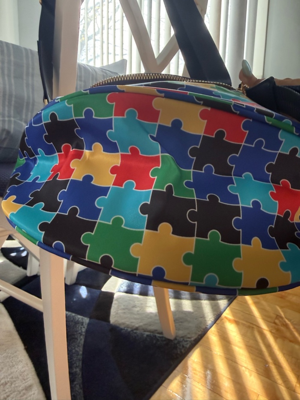 Colorful Autism Awareness Puzzle Print Crossbody Belt Bag - Picture 4 of 4